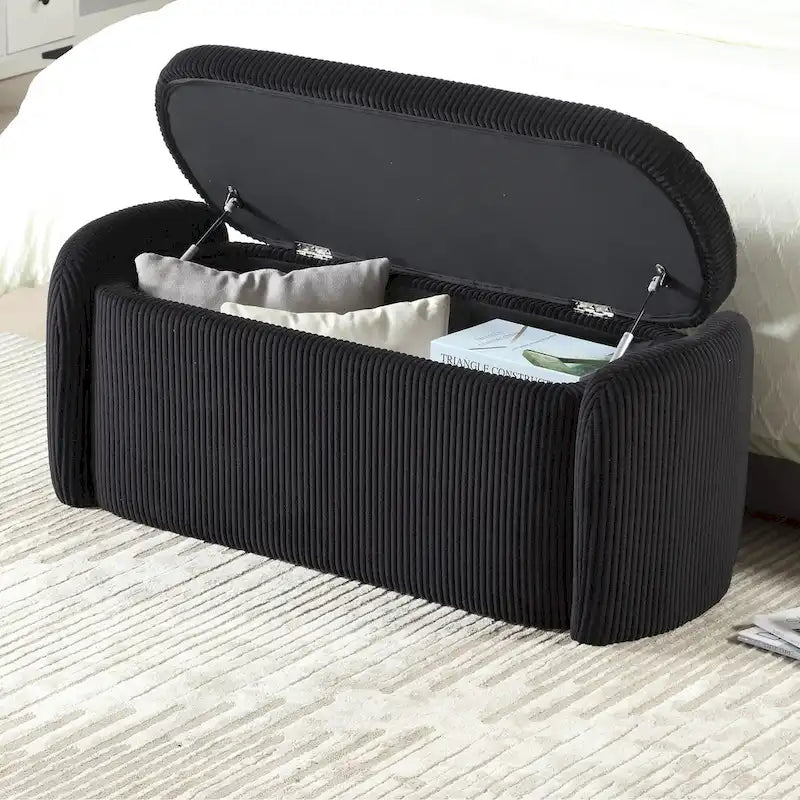 Entryway Upholstered Fabric Storage Ottoman