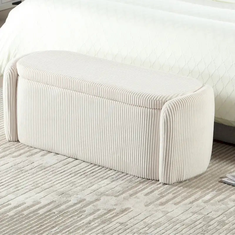 Entryway Upholstered Fabric Storage Ottoman