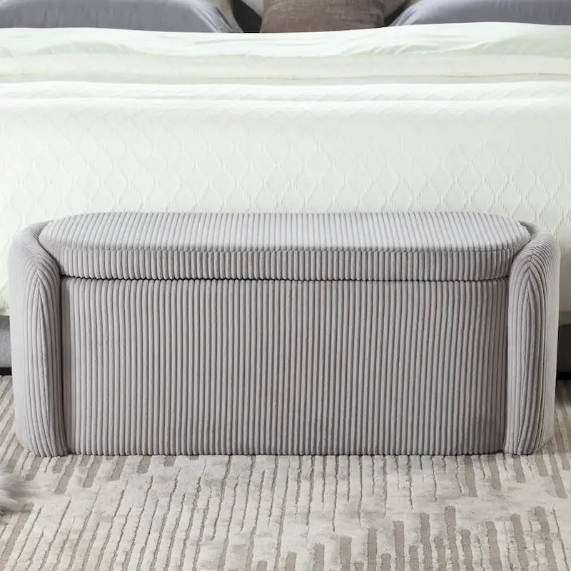 Entryway Upholstered Fabric Storage Ottoman