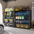 83.86 Inch Tall Black Metal Shelves with 5 Removable Dividers Are High Capacity and Load Bearing for Garages