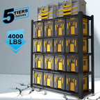 83.86 Inch Tall Black Metal Shelves with 5 Removable Dividers Are High Capacity and Load Bearing for Garages