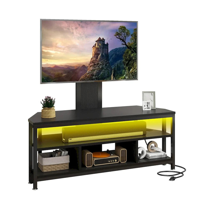 Moasis LED Light TV Stand with Mount, Power Outlet amd USB Port for TVs up to 70