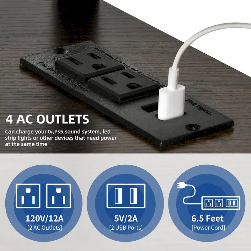 Moasis LED Light TV Stand with Mount, Power Outlet amd USB Port for TVs up to 70