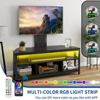 Moasis LED Light TV Stand with Mount, Power Outlet amd USB Port for TVs up to 70