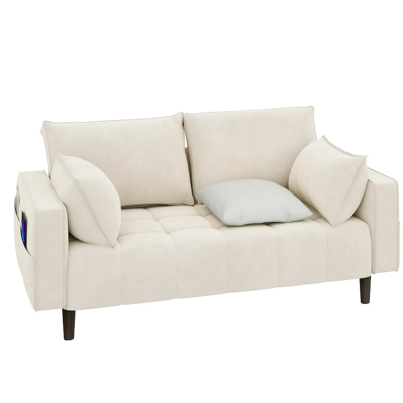 Moasis 56  Velvet Tufted Loveseat Sofa with Button Tufted Seat and Side Storage Pocket