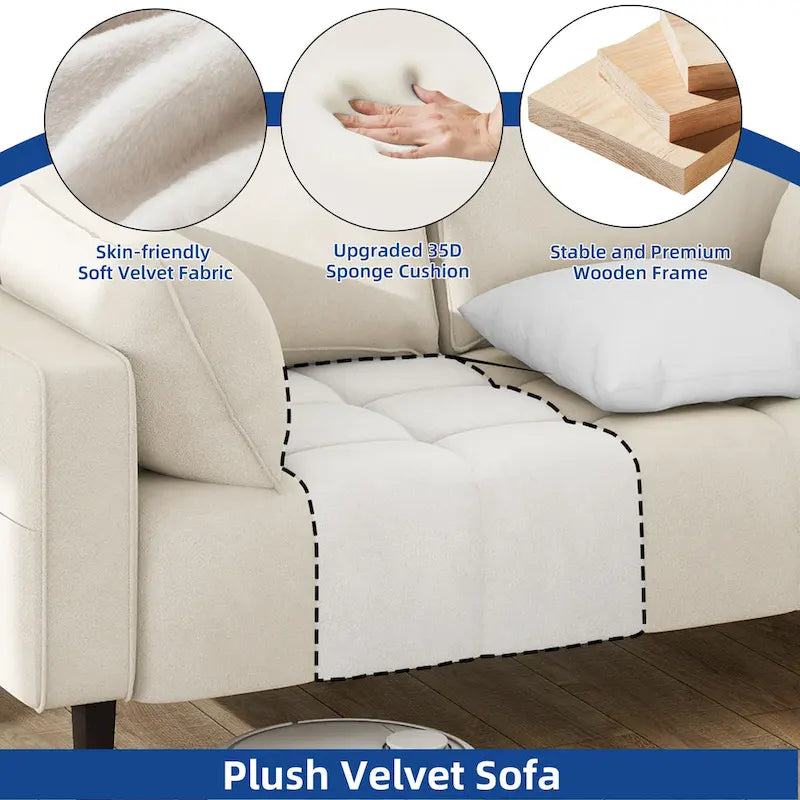 Moasis 56  Velvet Tufted Loveseat Sofa with Button Tufted Seat and Side Storage Pocket