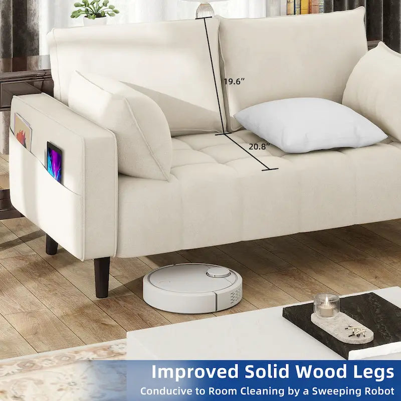 Moasis 56  Velvet Tufted Loveseat Sofa with Button Tufted Seat and Side Storage Pocket