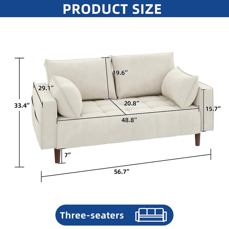 Moasis 56  Velvet Tufted Loveseat Sofa with Button Tufted Seat and Side Storage Pocket