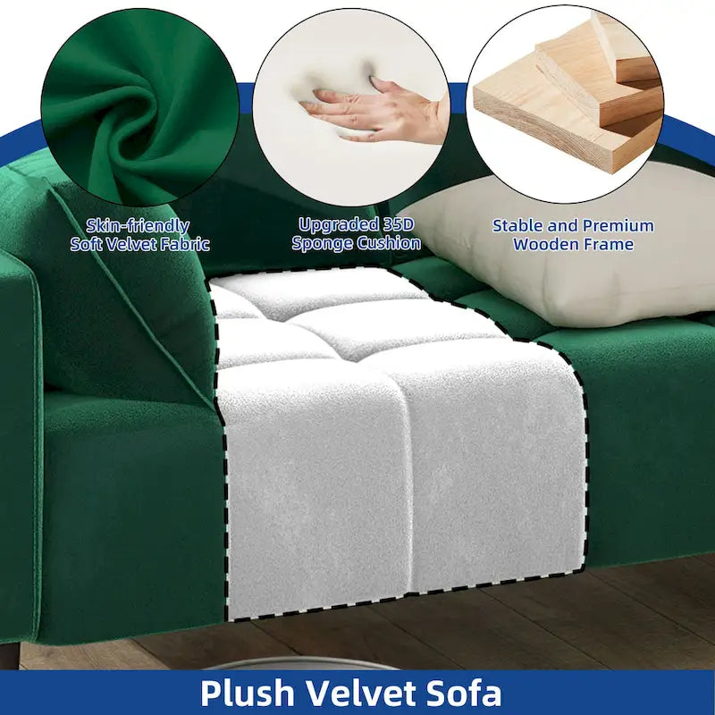 Moasis 56  Velvet Tufted Loveseat Sofa with Button Tufted Seat and Side Storage Pocket
