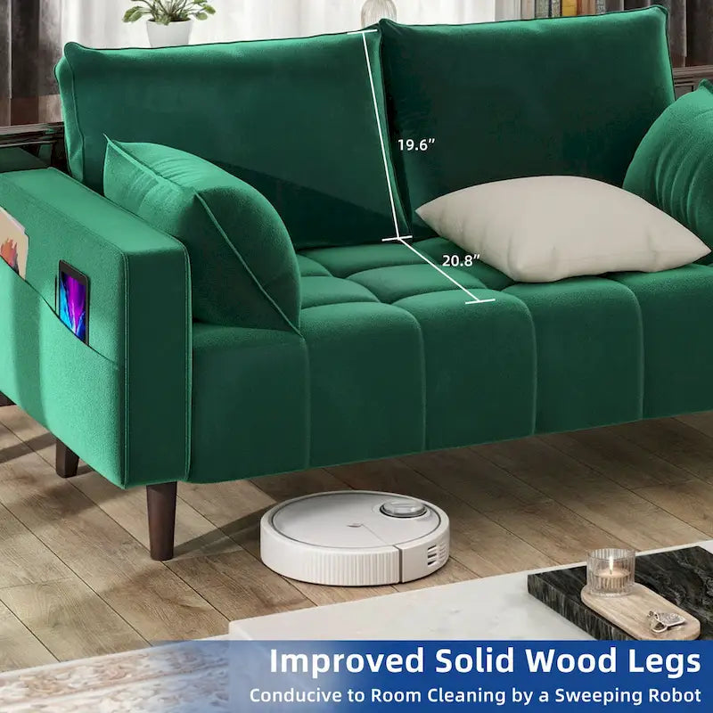Moasis 56  Velvet Tufted Loveseat Sofa with Button Tufted Seat and Side Storage Pocket