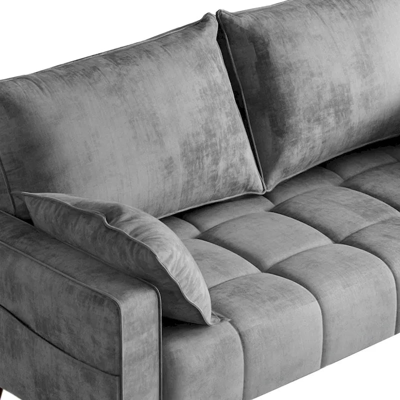 Moasis 56  Velvet Tufted Loveseat Sofa with Button Tufted Seat and Side Storage Pocket