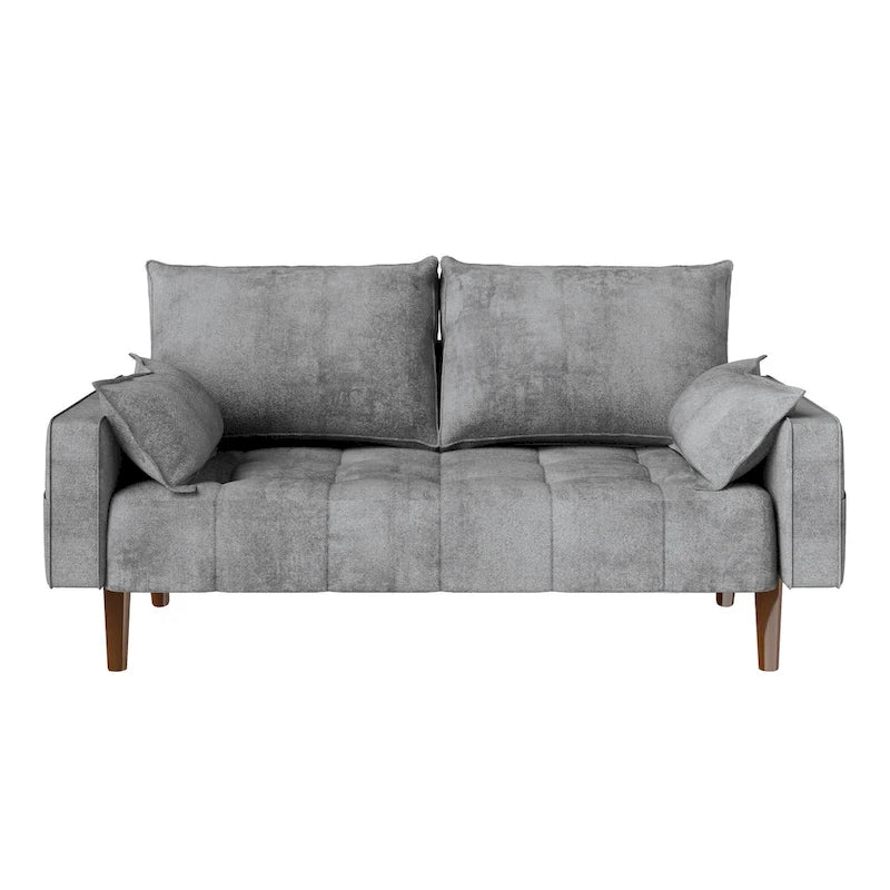 Moasis 56  Velvet Tufted Loveseat Sofa with Button Tufted Seat and Side Storage Pocket