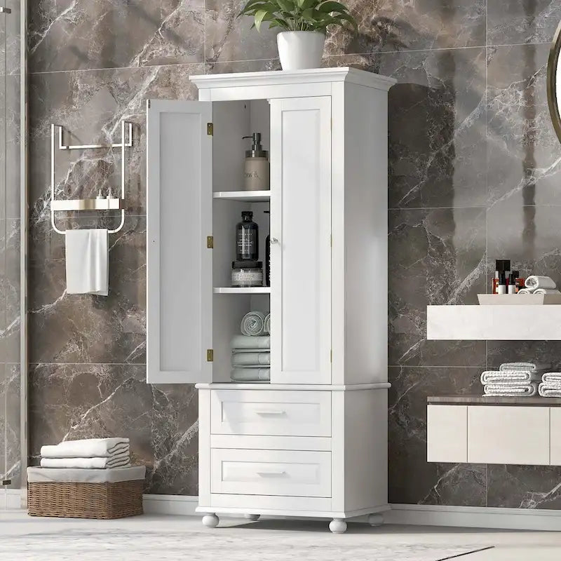 Tall Storage Cabinet with Two Drawers
