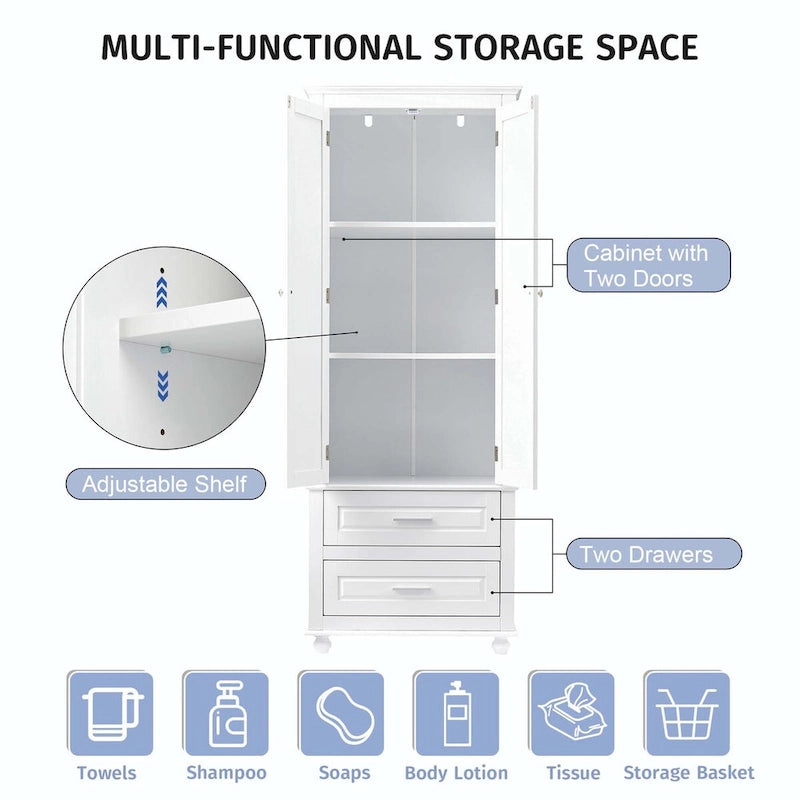 Tall Storage Cabinet with Two Drawers