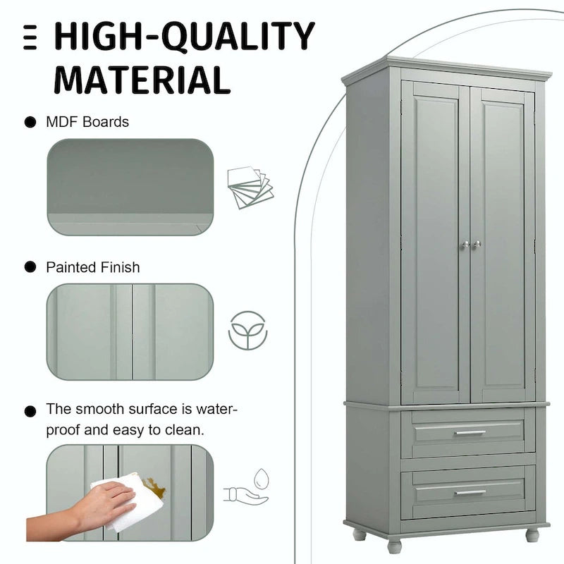 Tall Storage Cabinet with Two Drawers
