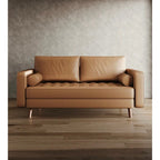 Stateside Mid-Century Square Arm Leather Covered Loveseat Sofa 59