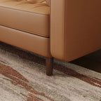 Stateside Mid-Century Square Arm Leather Covered Loveseat Sofa 59