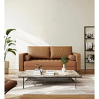 Stateside Mid-Century Square Arm Leather Covered Loveseat Sofa 59