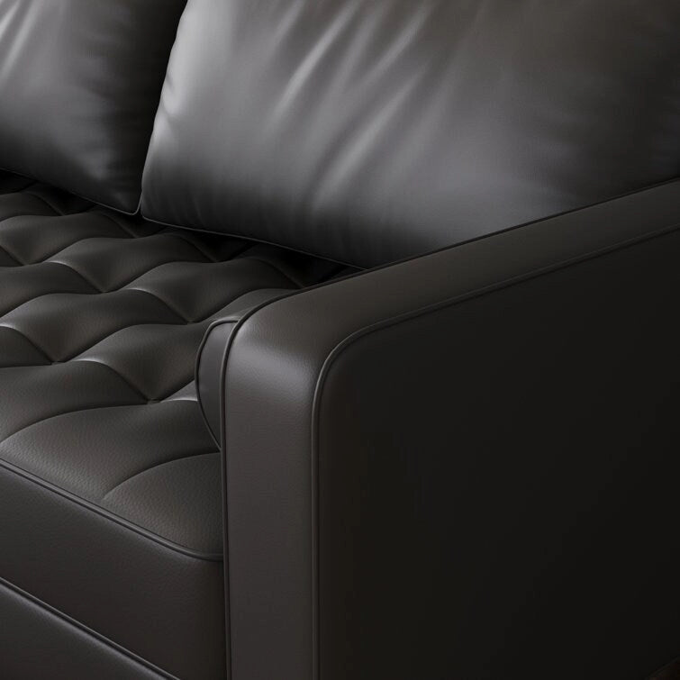 Stateside Mid-Century Square Arm Leather Covered Loveseat Sofa 59
