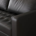 Stateside Mid-Century Square Arm Leather Covered Loveseat Sofa 59