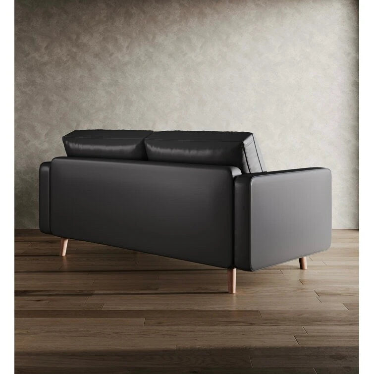 Stateside Mid-Century Square Arm Leather Covered Loveseat Sofa 59
