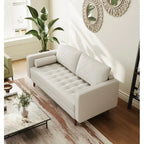 Stateside Mid-Century Square Arm Leather Covered Loveseat Sofa 59
