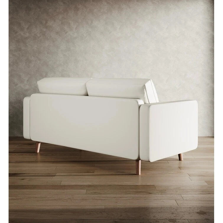 Stateside Mid-Century Square Arm Leather Covered Loveseat Sofa 59