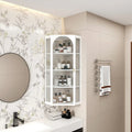 Roomfitters Glass Door Wall-Mounted Corner Cabinet with Four-Tier Storage - Ideal for Bedroom, Living Room, Bathroom, Kitchen