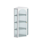 Roomfitters Glass Door Wall-Mounted Corner Cabinet with Four-Tier Storage - Ideal for Bedroom, Living Room, Bathroom, Kitchen