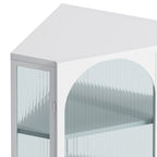Roomfitters Glass Door Wall-Mounted Corner Cabinet with Four-Tier Storage - Ideal for Bedroom, Living Room, Bathroom, Kitchen