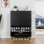 Shoe Storage Cabinet for Entryway, Free Standing Shoe Organizer with 2 Flip Drawers, Hidden Shoe Rack Storage Organizer