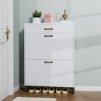 Shoe Storage Cabinet for Entryway, Free Standing Shoe Organizer with 2 Flip Drawers, Hidden Shoe Rack Storage Organizer
