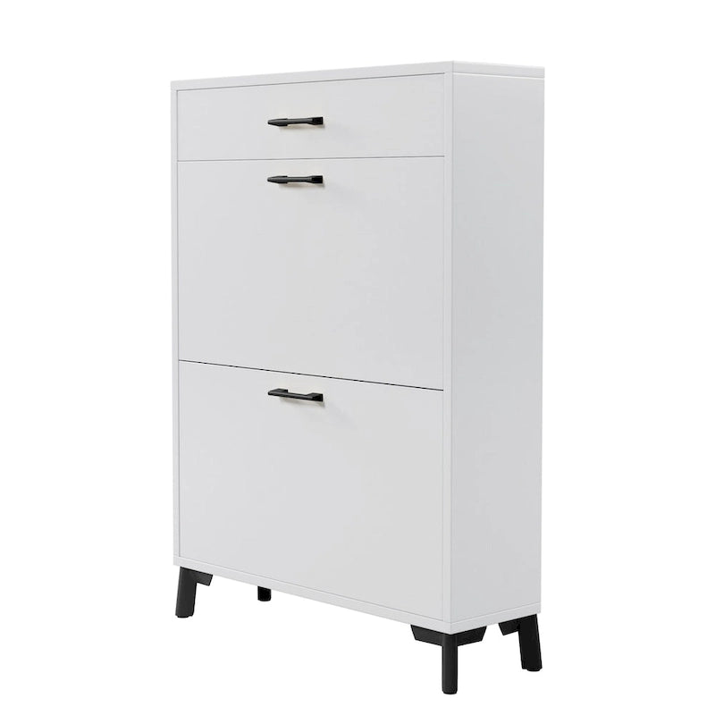 Shoe Storage Cabinet for Entryway, Free Standing Shoe Organizer with 2 Flip Drawers, Hidden Shoe Rack Storage Organizer