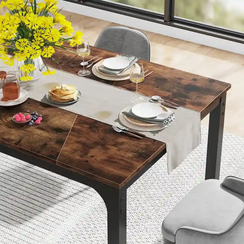 71 Inches Industrial Dining Table for 4-6 - 70.9 L x 35.4 W x 30.3 H
