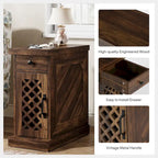 25.6 Inches Tall Wood End Table, Nightstand for Bedroom, Rustic Brown - 23.6 L x 11.8 W x 25.6 H