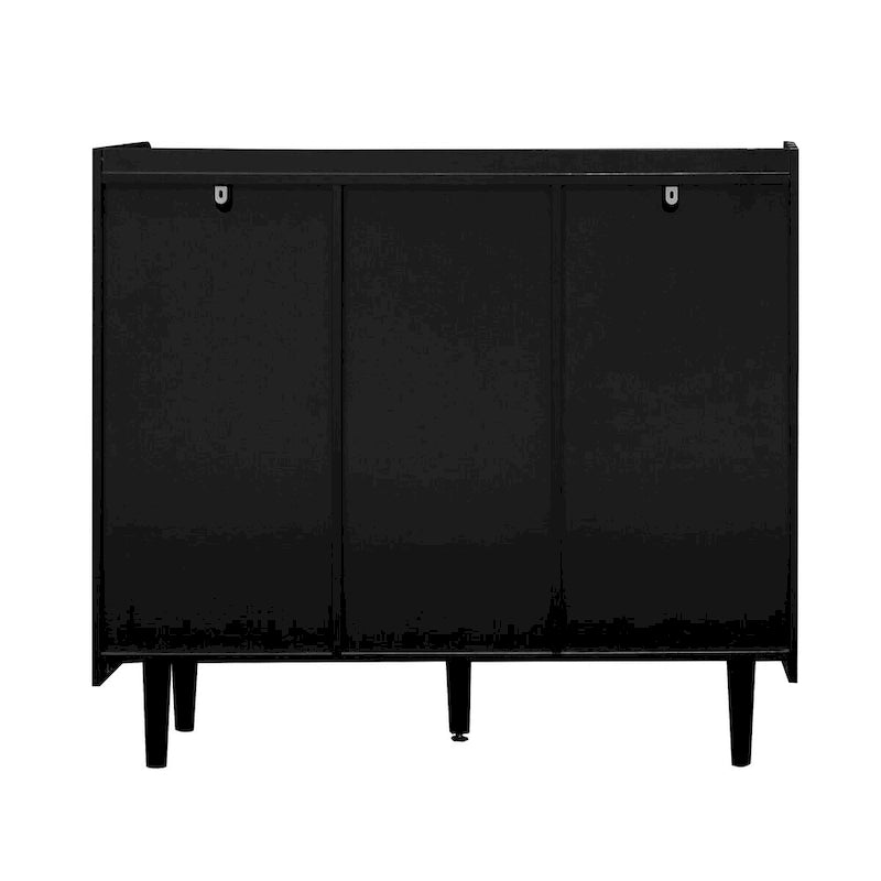 Sideboard Buffet Cabinet, Storage Cabinet with Red Doors, 2 Drawers with unique panel styling and 2 Open Storage Compartment