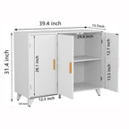 Wavy Texture Buffet Cabinet,White Accent Cabinet,Modern Bookcase
