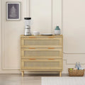 Roomfitters 31.50 Oak Rattan 3-Drawer Storage Cabinet for Bedroom, Living Room, and Hallways