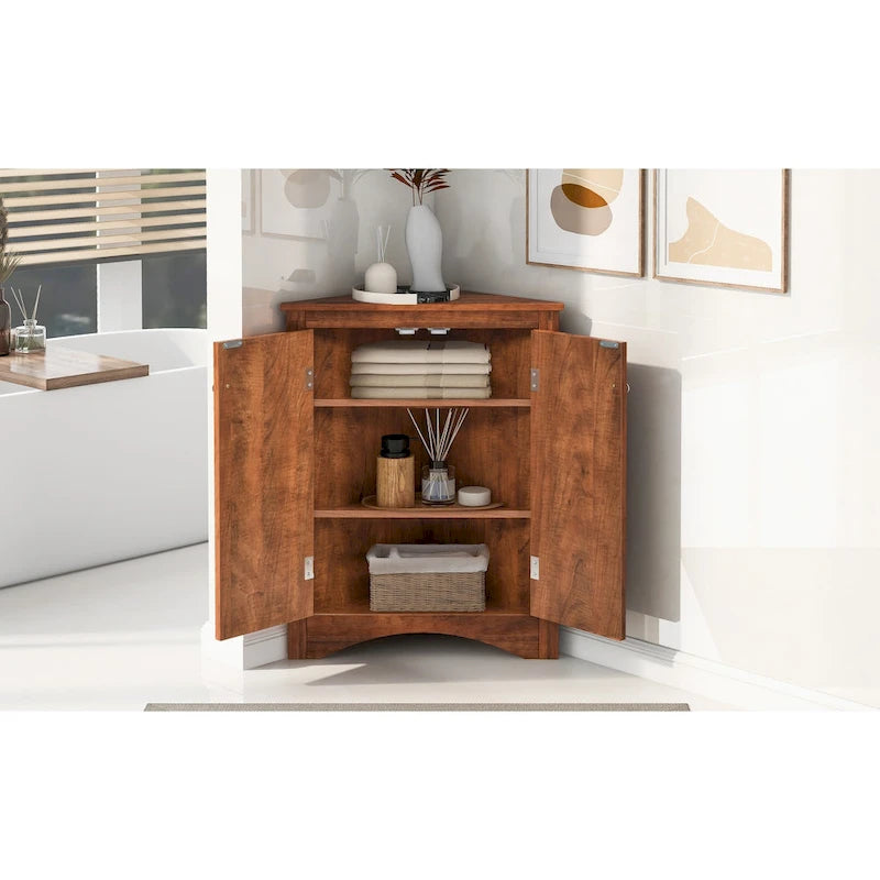 Triangle Bathroom Storage Cabinet with Adjustable Shelves