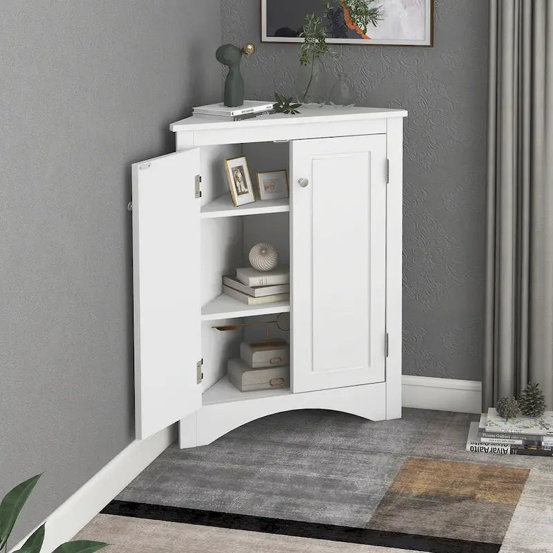 Triangle Bathroom Storage Cabinet with Adjustable Shelves