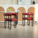 Contemporary Designed PU Fabric Upholstered Accent,Dining Chair,Barrel Side Chairs Kitchen Armchair for Living Room set of 2