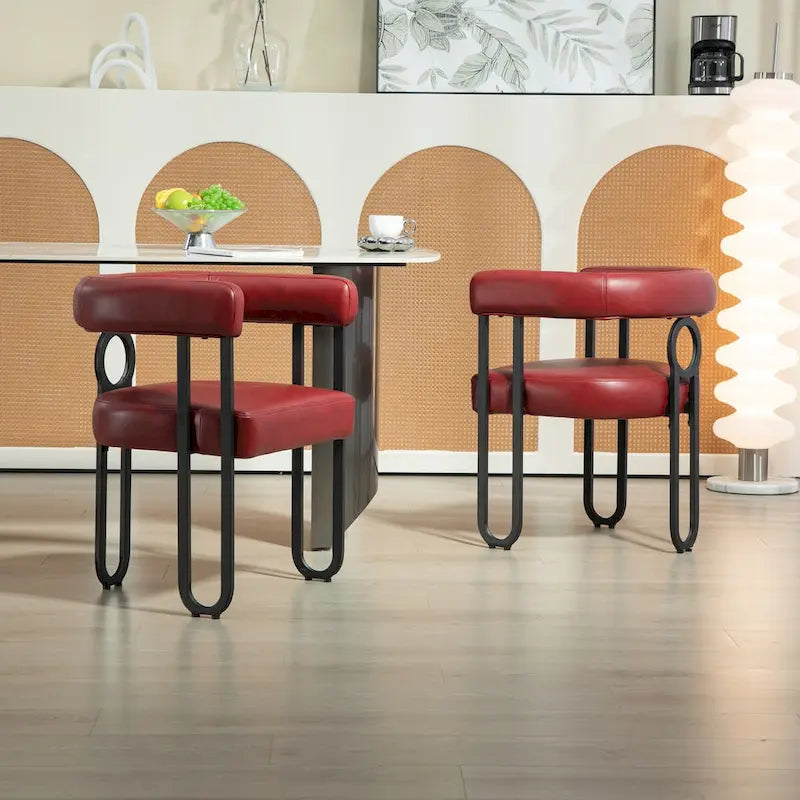 Contemporary Designed PU Fabric Upholstered Accent,Dining Chair,Barrel Side Chairs Kitchen Armchair for Living Room set of 2