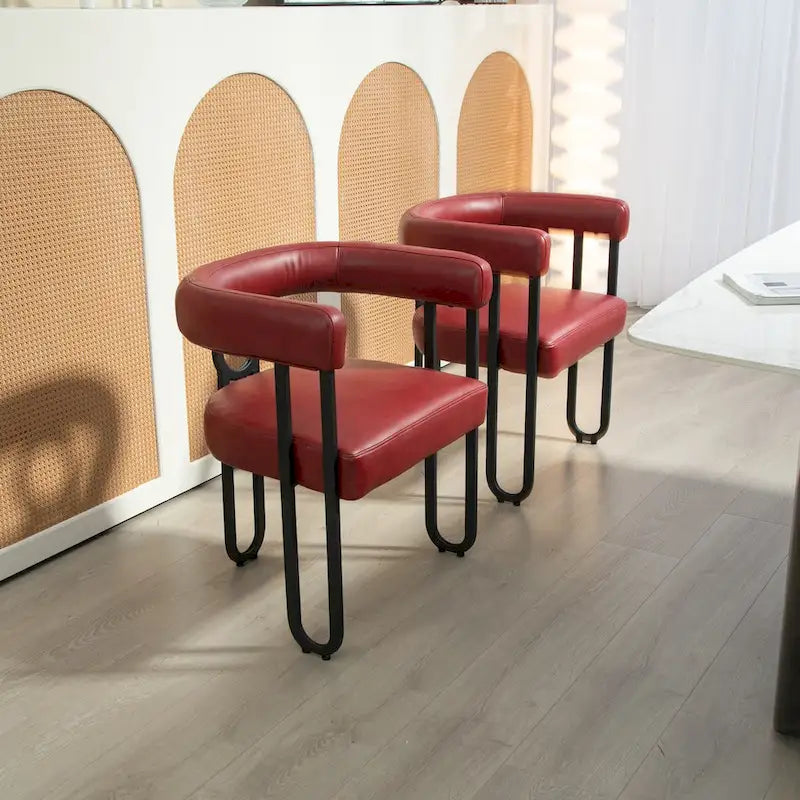 Contemporary Designed PU Fabric Upholstered Accent,Dining Chair,Barrel Side Chairs Kitchen Armchair for Living Room set of 2