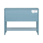 Blue Buffet Sideboard Console Table with Bottom Shelf