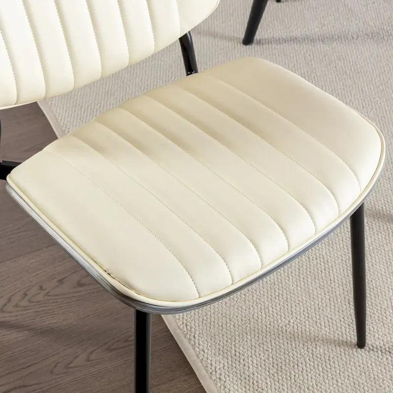 Retro Linen Dining Chairs Set of 2, Bentwood Back with Metal Legs