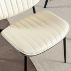 Retro Linen Dining Chairs Set of 2, Bentwood Back with Metal Legs