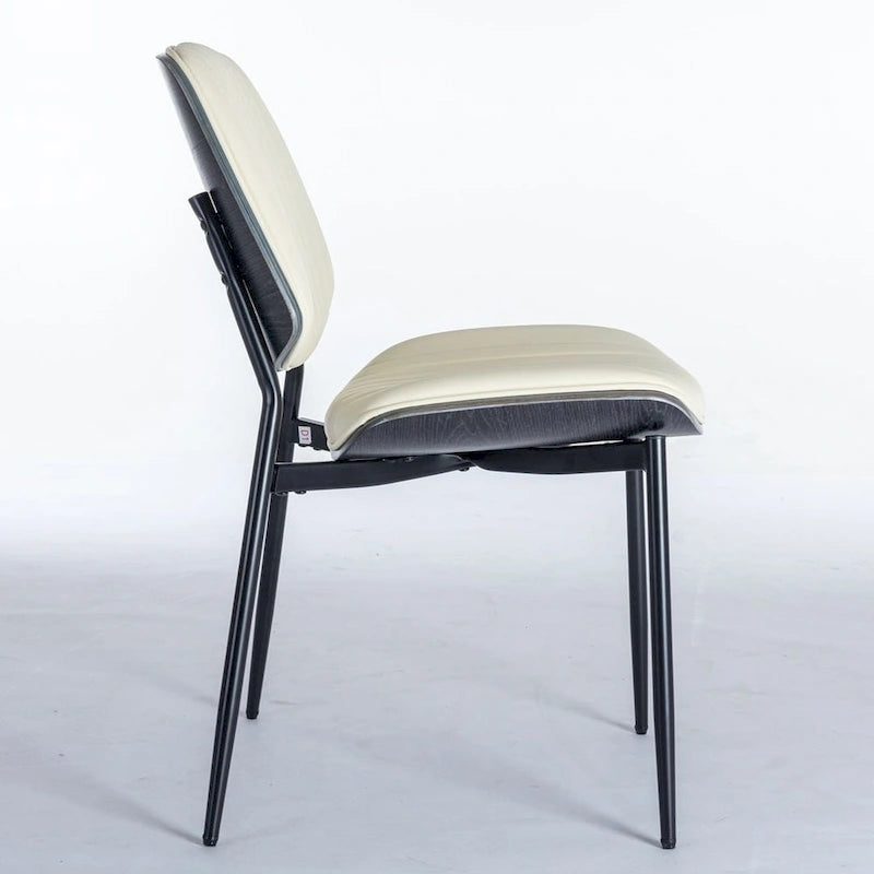 Retro Linen Dining Chairs Set of 2, Bentwood Back with Metal Legs