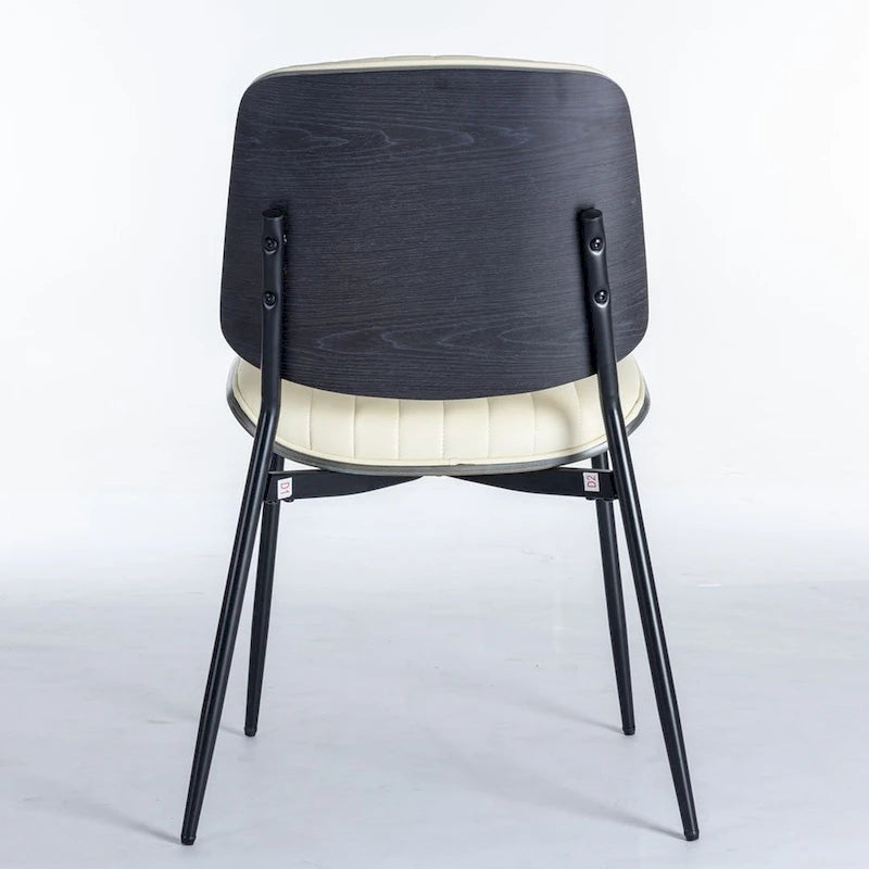 Retro Linen Dining Chairs Set of 2, Bentwood Back with Metal Legs
