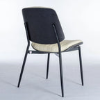 Retro Linen Dining Chairs Set of 2, Bentwood Back with Metal Legs