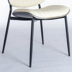 Retro Linen Dining Chairs Set of 2, Bentwood Back with Metal Legs